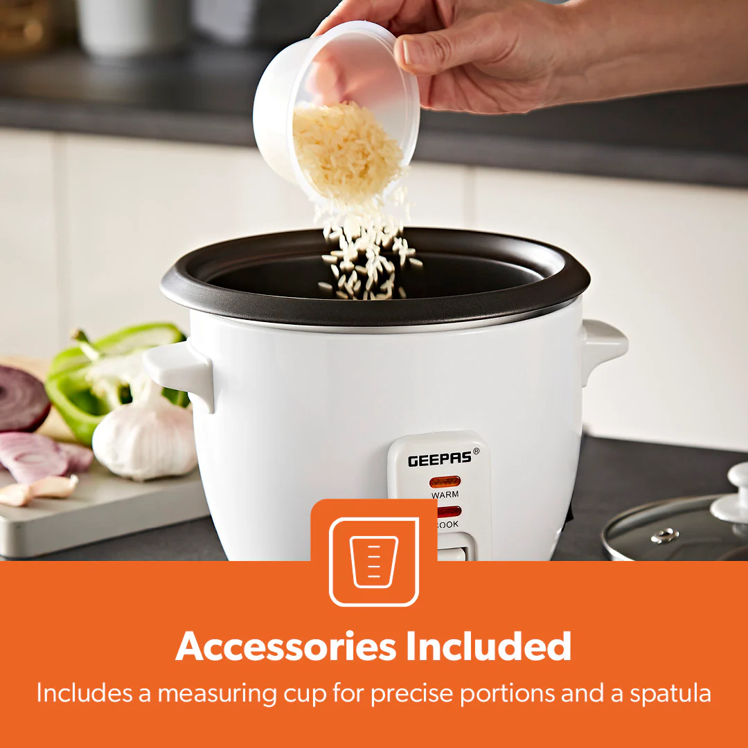 0.6L White Non-Stick Electric Rice Cooker With Cup & Spatula - Image 11