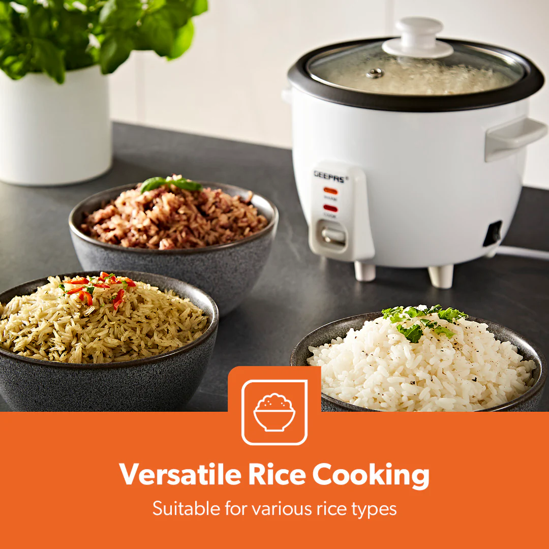0.6L White Non-Stick Electric Rice Cooker With Cup & Spatula - Image 3