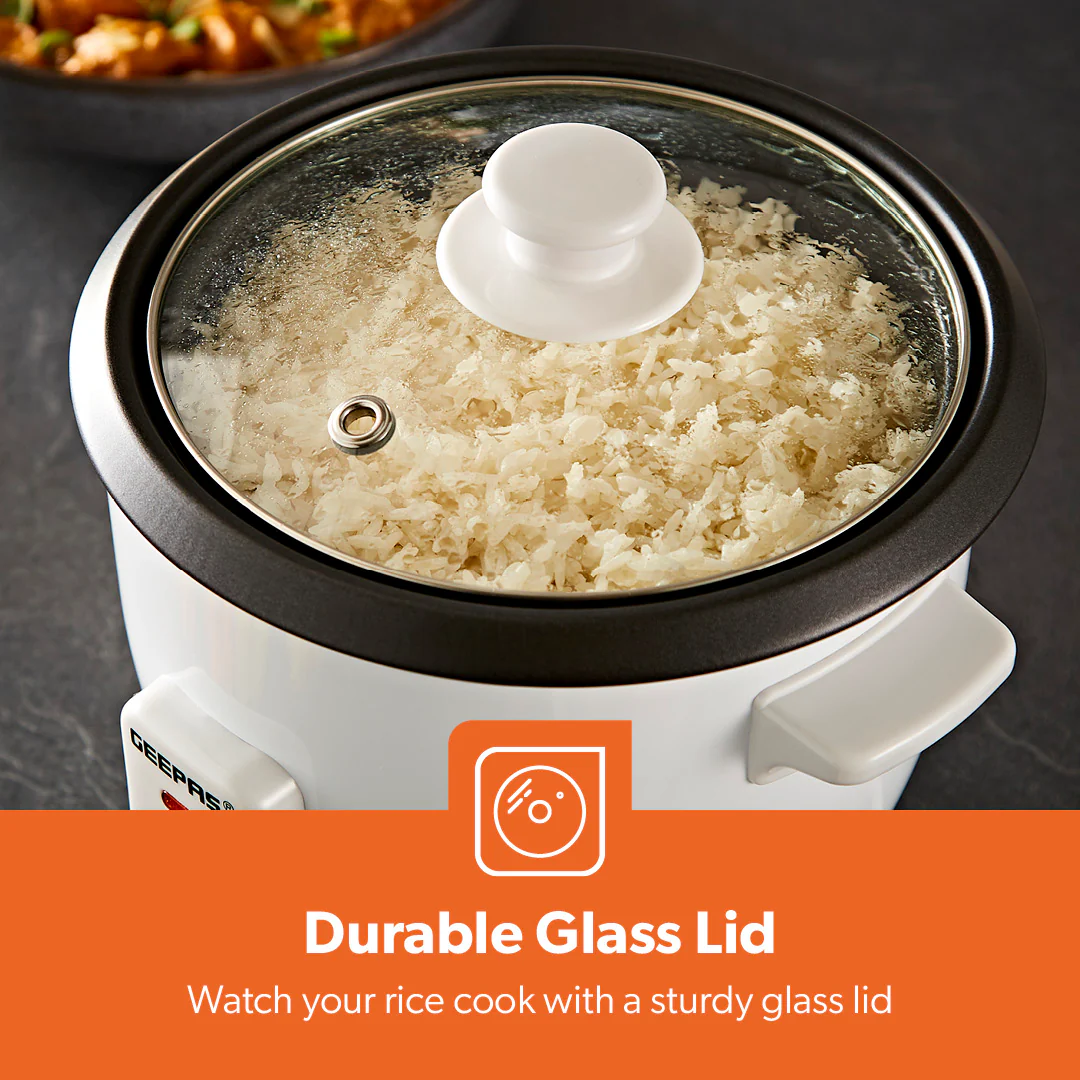 0.6L White Non-Stick Electric Rice Cooker With Cup & Spatula - Image 6
