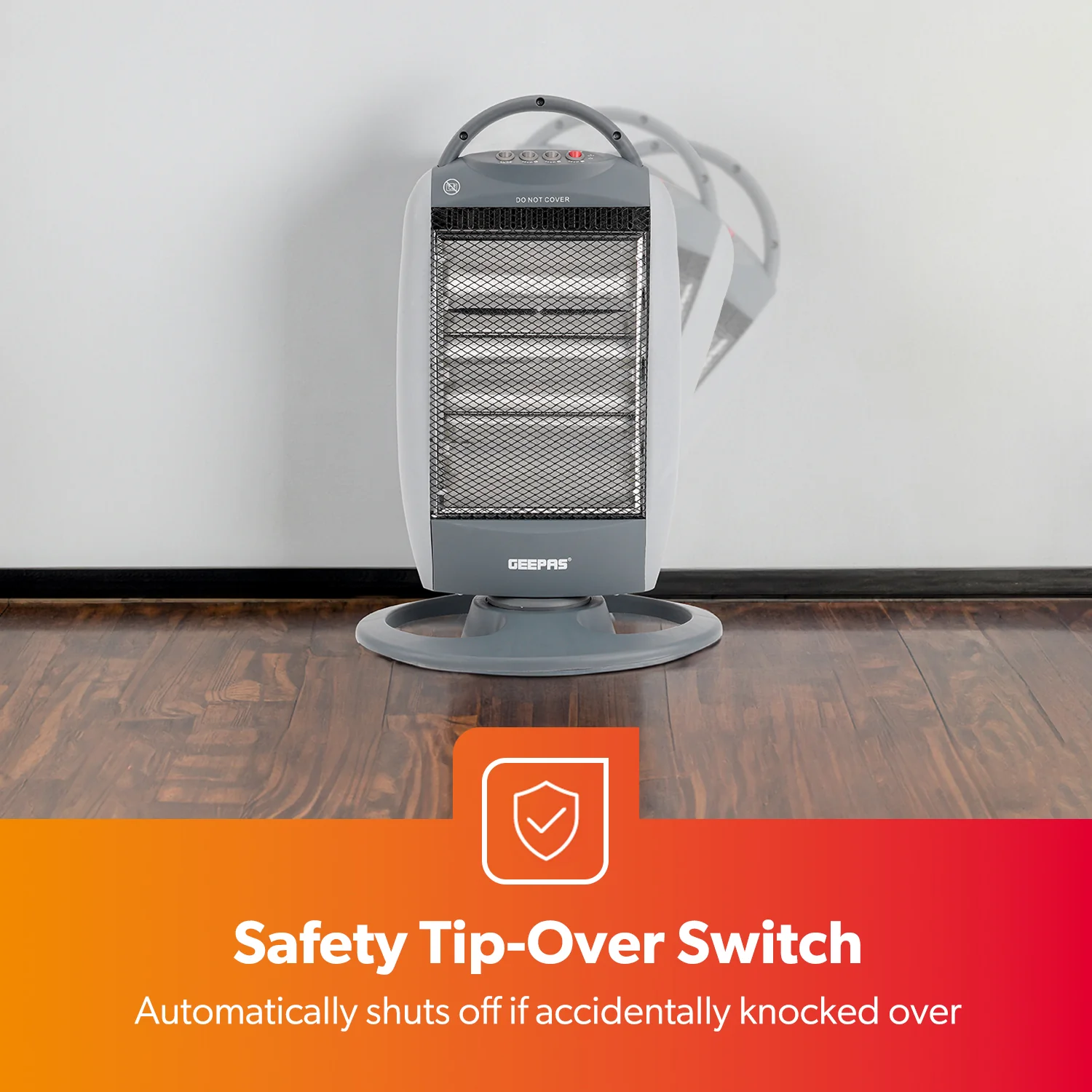 Grey Oscillating 3-Bar Halogen Heater With Handle - Image 8