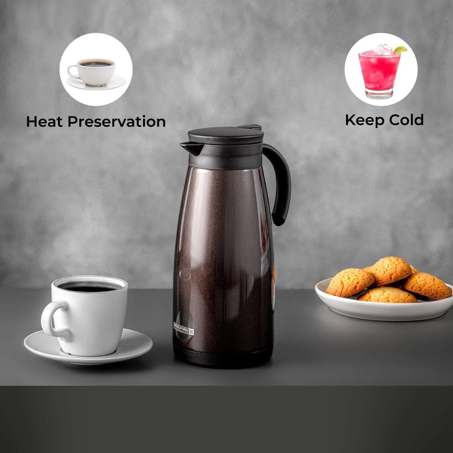1.2L Double Walled Stainless Steel Thermal Carafe Jug - Image 3