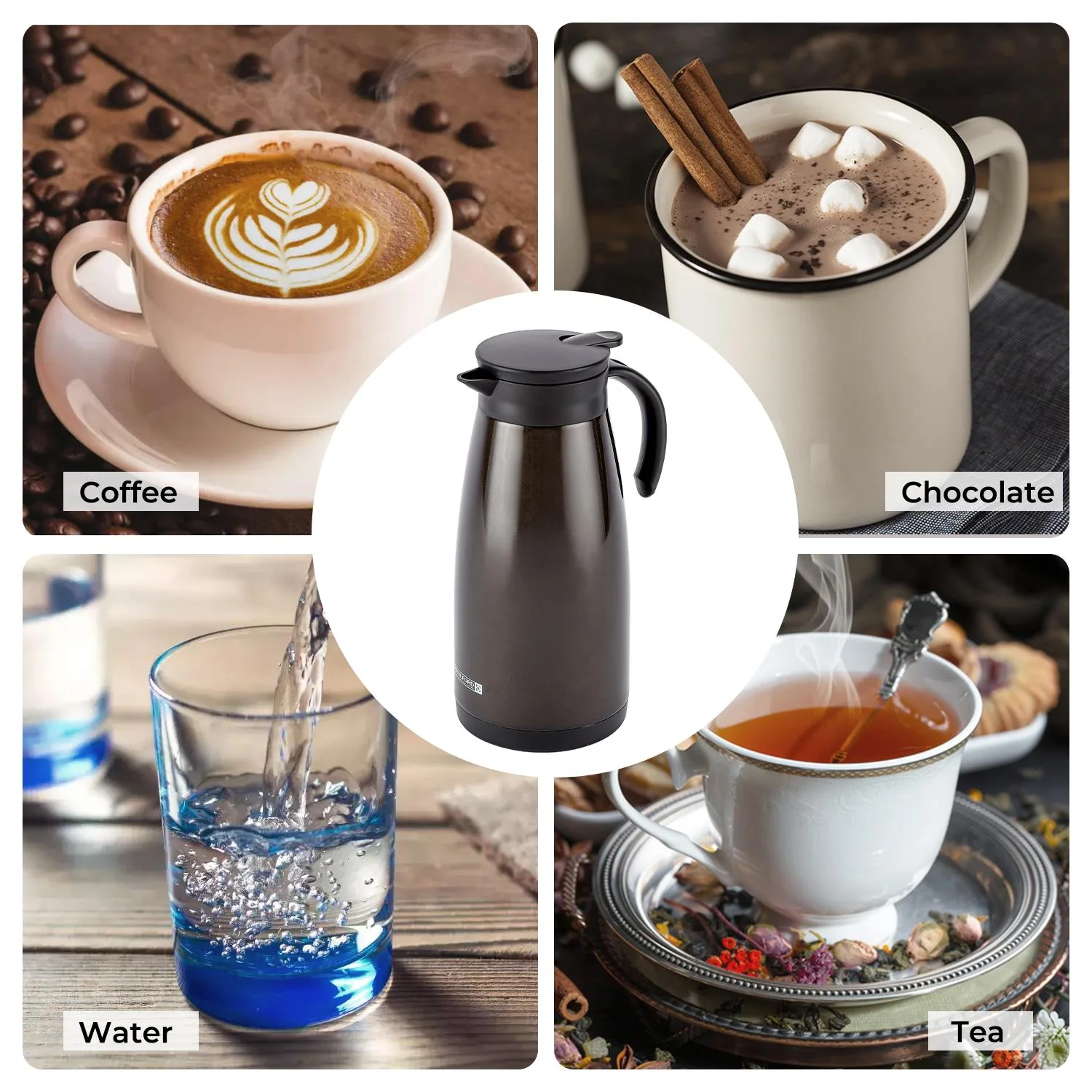 1.2L Double Walled Stainless Steel Thermal Carafe Jug - Image 5