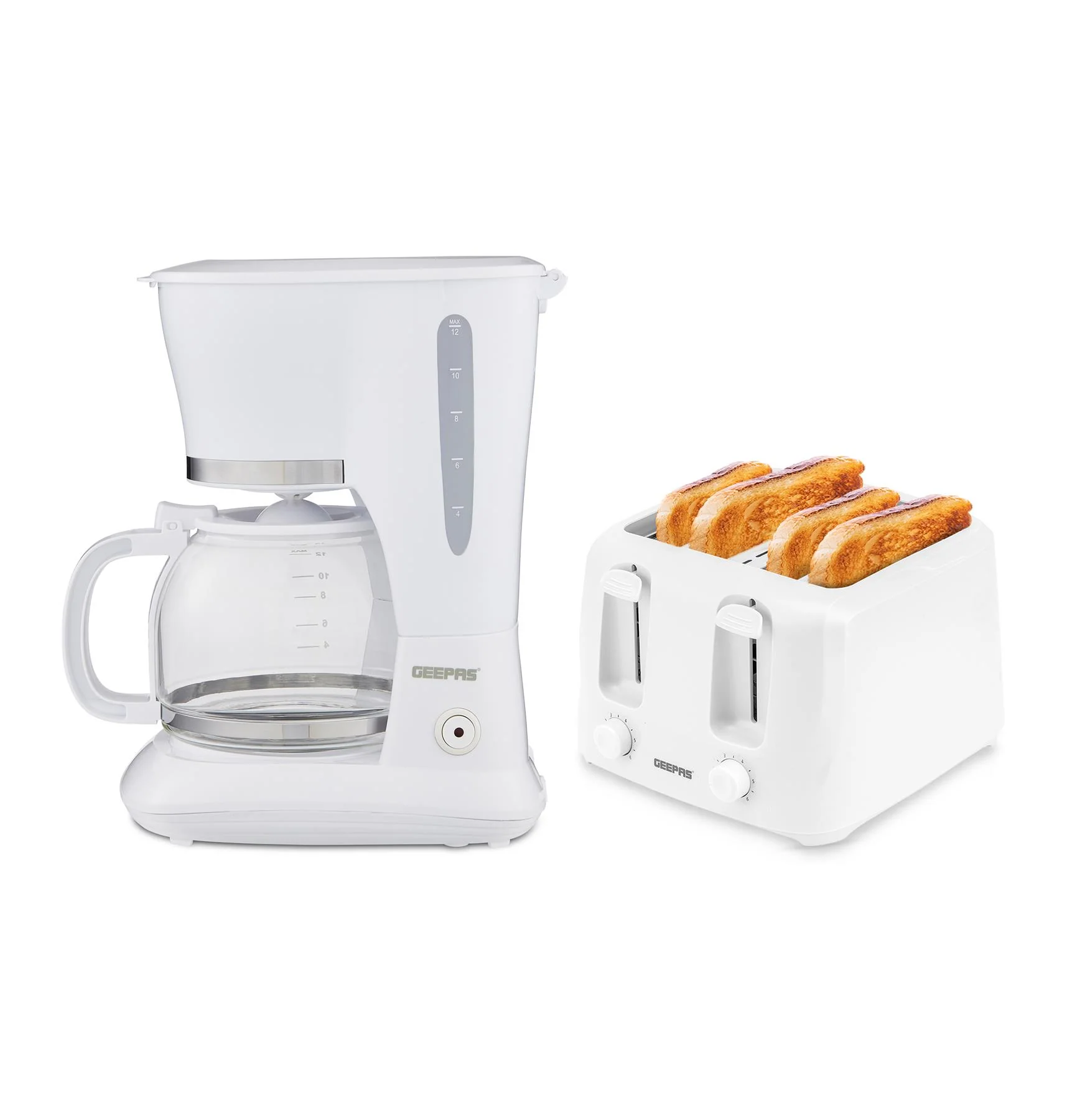 1.5L Filter Coffee Machine 800W & 1400W 4 Slice Toaster Kitchen Set