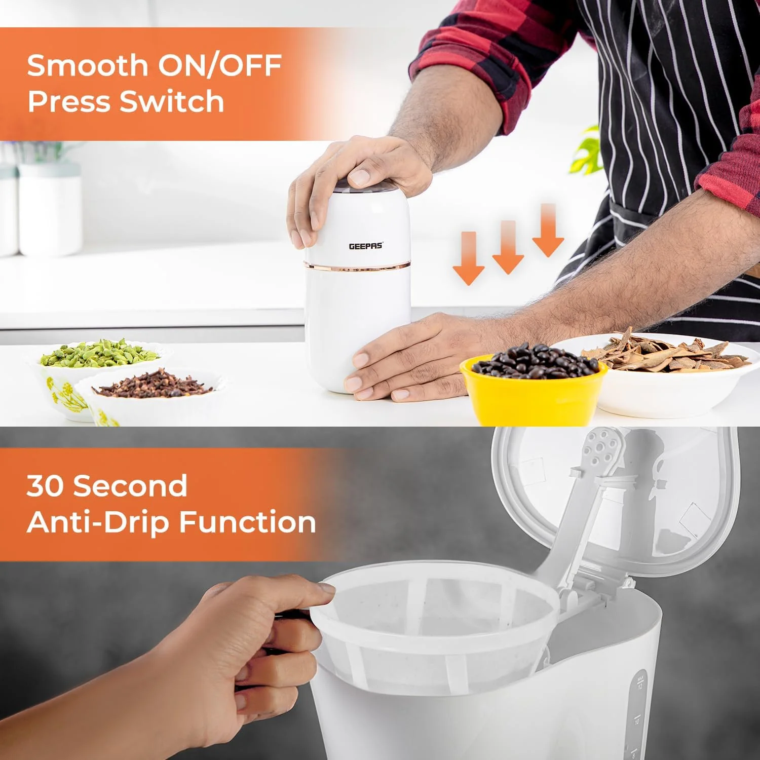 1.5L Filter Coffee Machine & 80g Capsule Coffee Grinder Bundle - Image 3