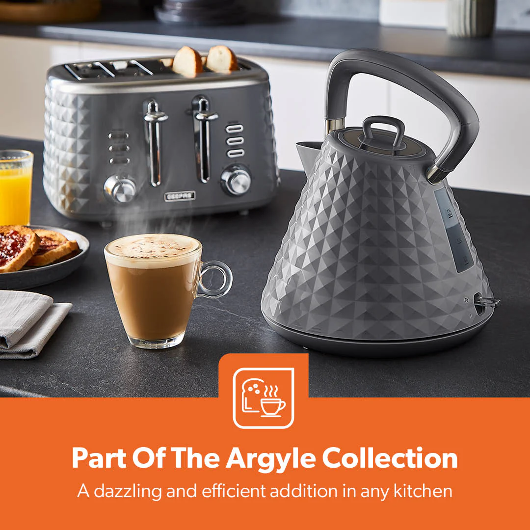 1.5L Grey Cordless Electric Pyramid Kettle 3000W - Image 4