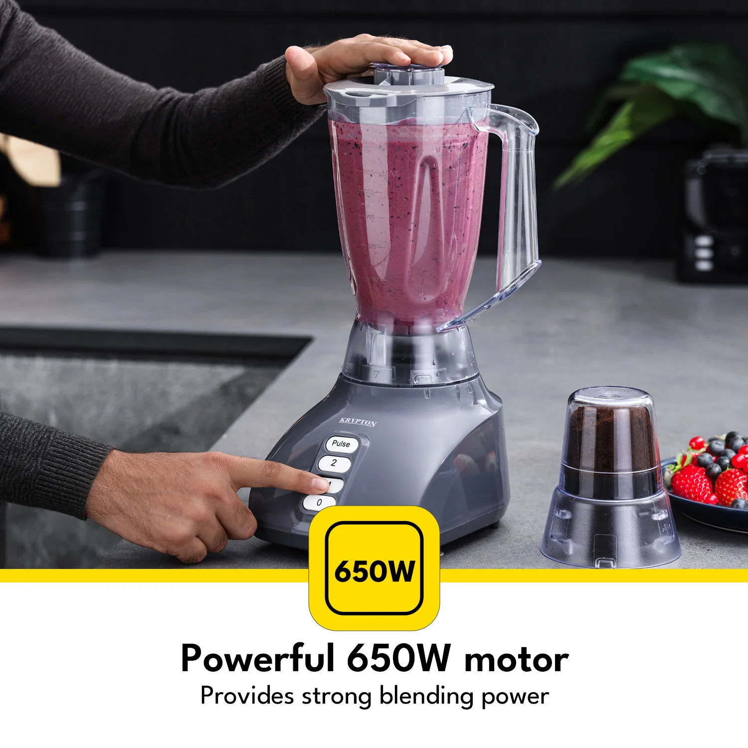 1.6L Food Jug Blender & Smoothie Maker With Spice Grinder 650W - Image 4