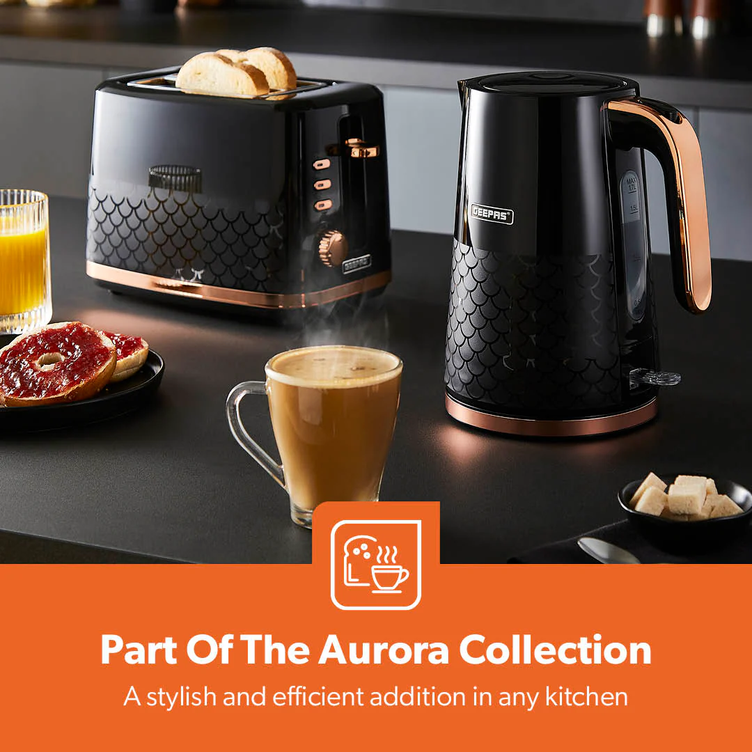 1.7L Aurora Black and Rose Gold Rapid Boil Kettle - Image 3