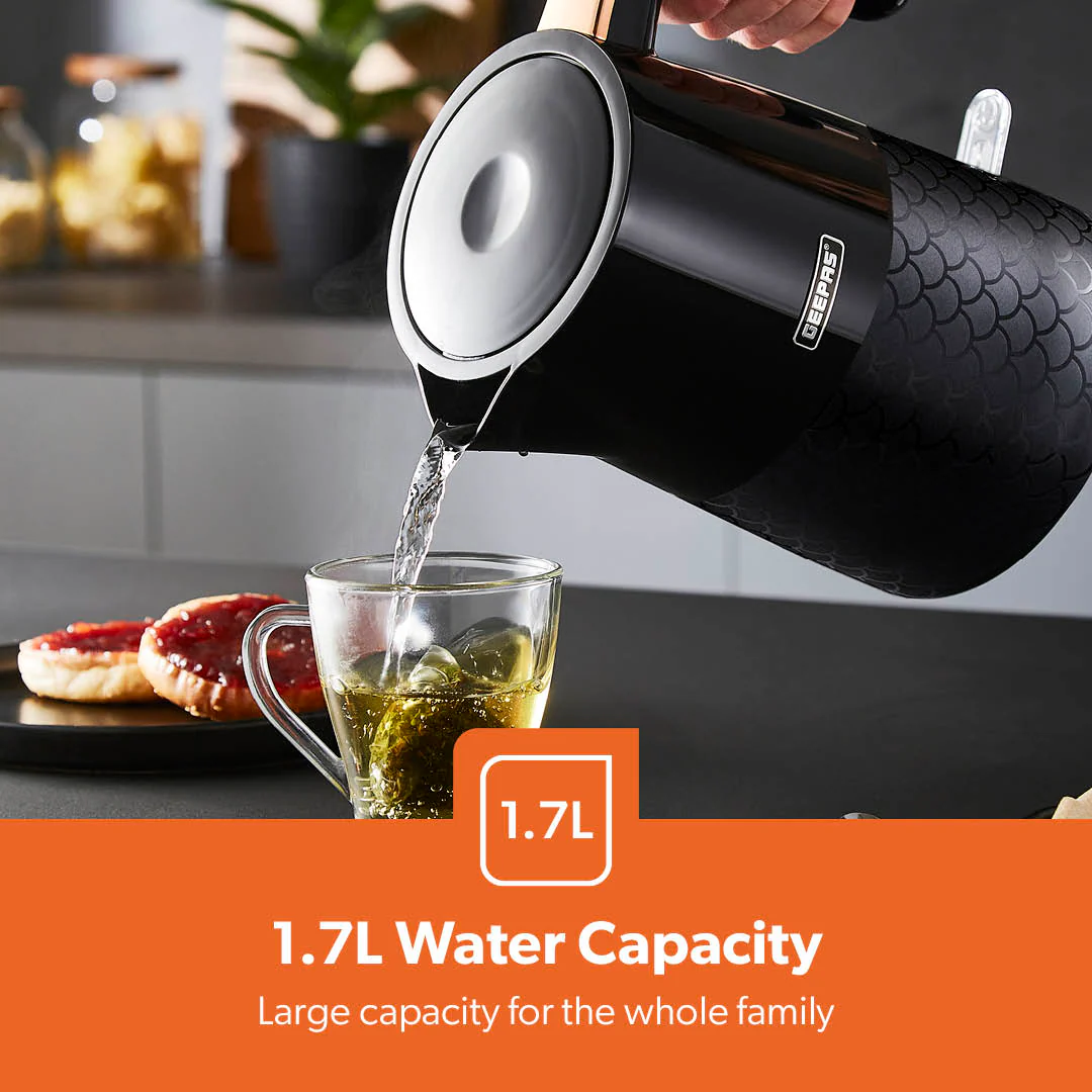 1.7L Aurora Black and Rose Gold Rapid Boil Kettle - Image 4