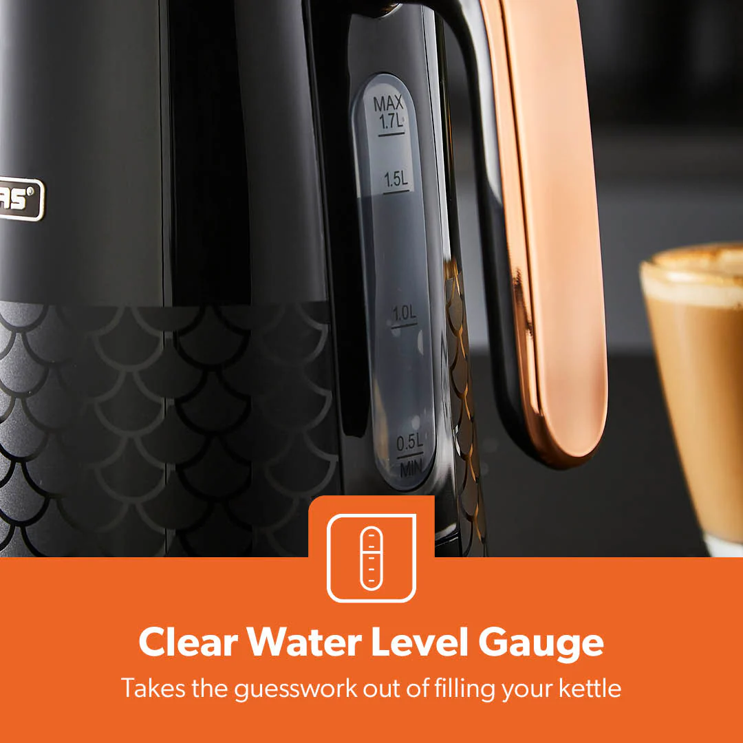 1.7L Aurora Black and Rose Gold Rapid Boil Kettle - Image 7