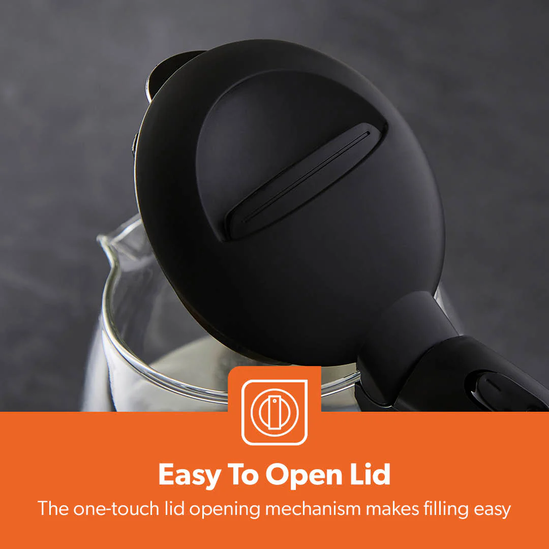 1.7L Black Rapid Boil Glass Electric Kettle With LED - Image 8