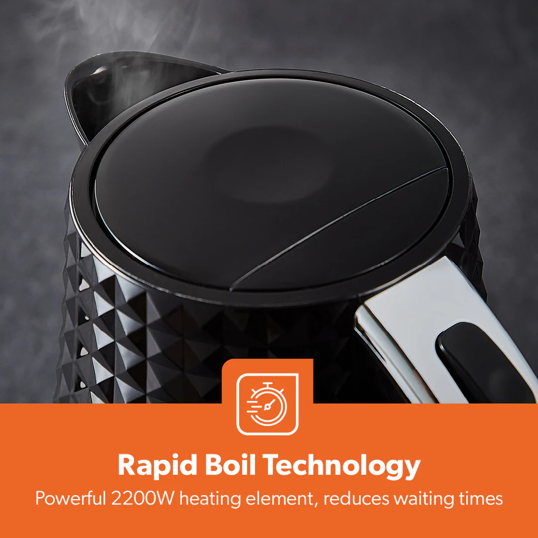1.7L Black Honeycomb Rapid Boil Electric Kettle - Image 5