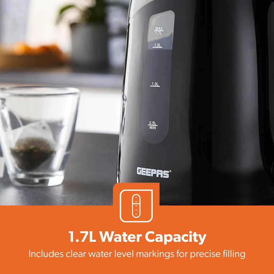 1.7L LED Illuminated Black Plastic Electric Kettle - Image 5