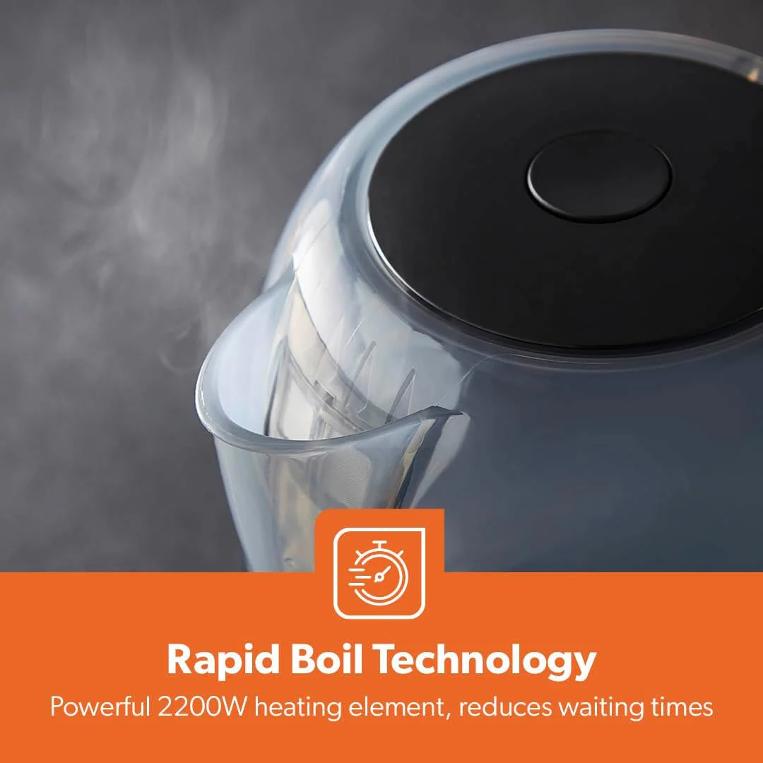 1.7L LED Illuminated Black Plastic Electric Kettle - Image 6