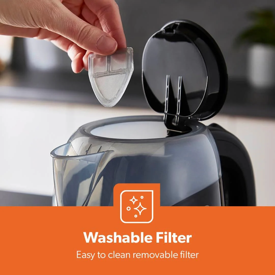 1.7L LED Illuminated Black Plastic Electric Kettle - Image 9