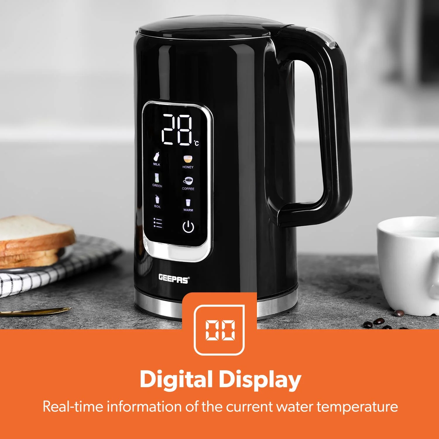 1.7L Digital Electric Kettle & 2-Slice Bread Toaster Combo Set - Image 8