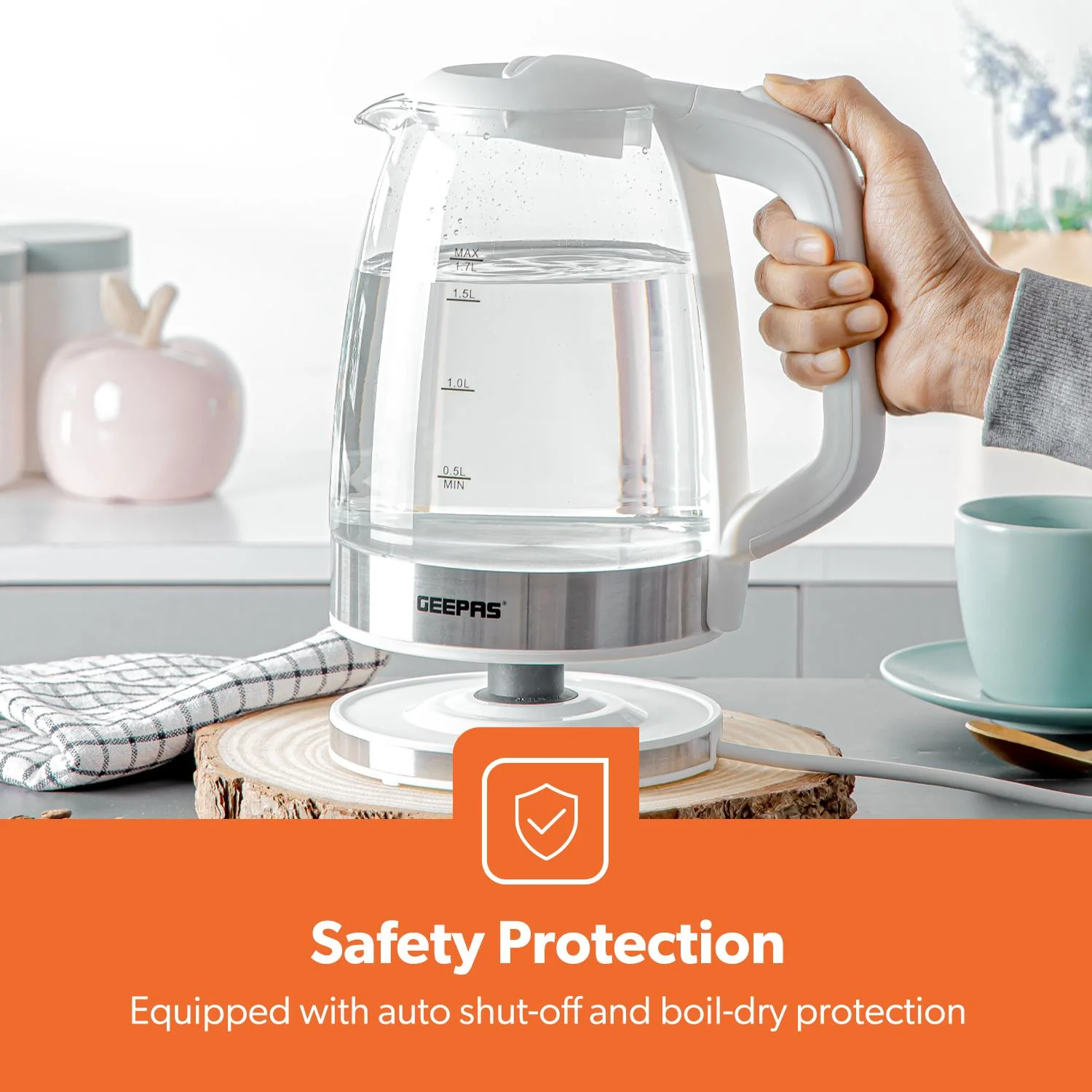 1.7L Glass Kettle, White Four Slice Toaster & Microwave Set - Image 6