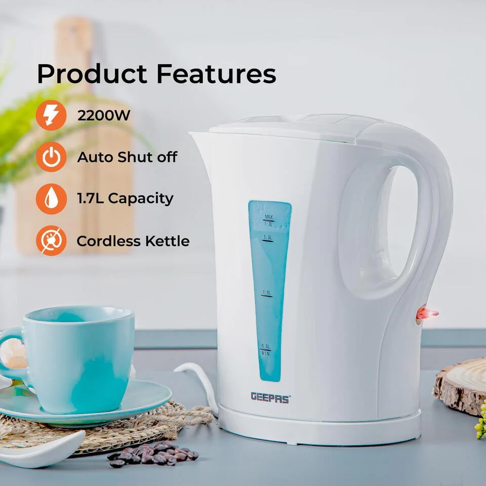 1.7L Electric Kettle & 2-Slice Bread Toaster Matching Set In White - Image 2