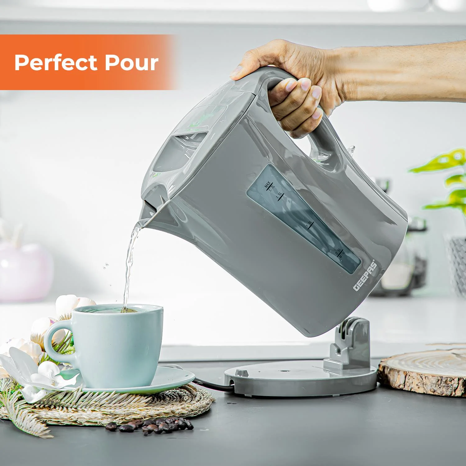 1.7L Electric Kettle & 650W 2 Slice Bread Toaster Combo Set Grey - Image 7