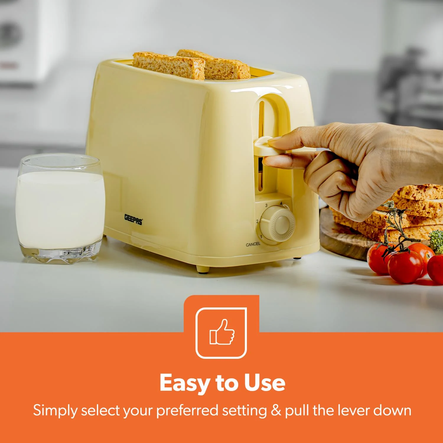1.7L Electric Kettle & 2 Slice Bread Toaster Beige Matching Set - Image 6
