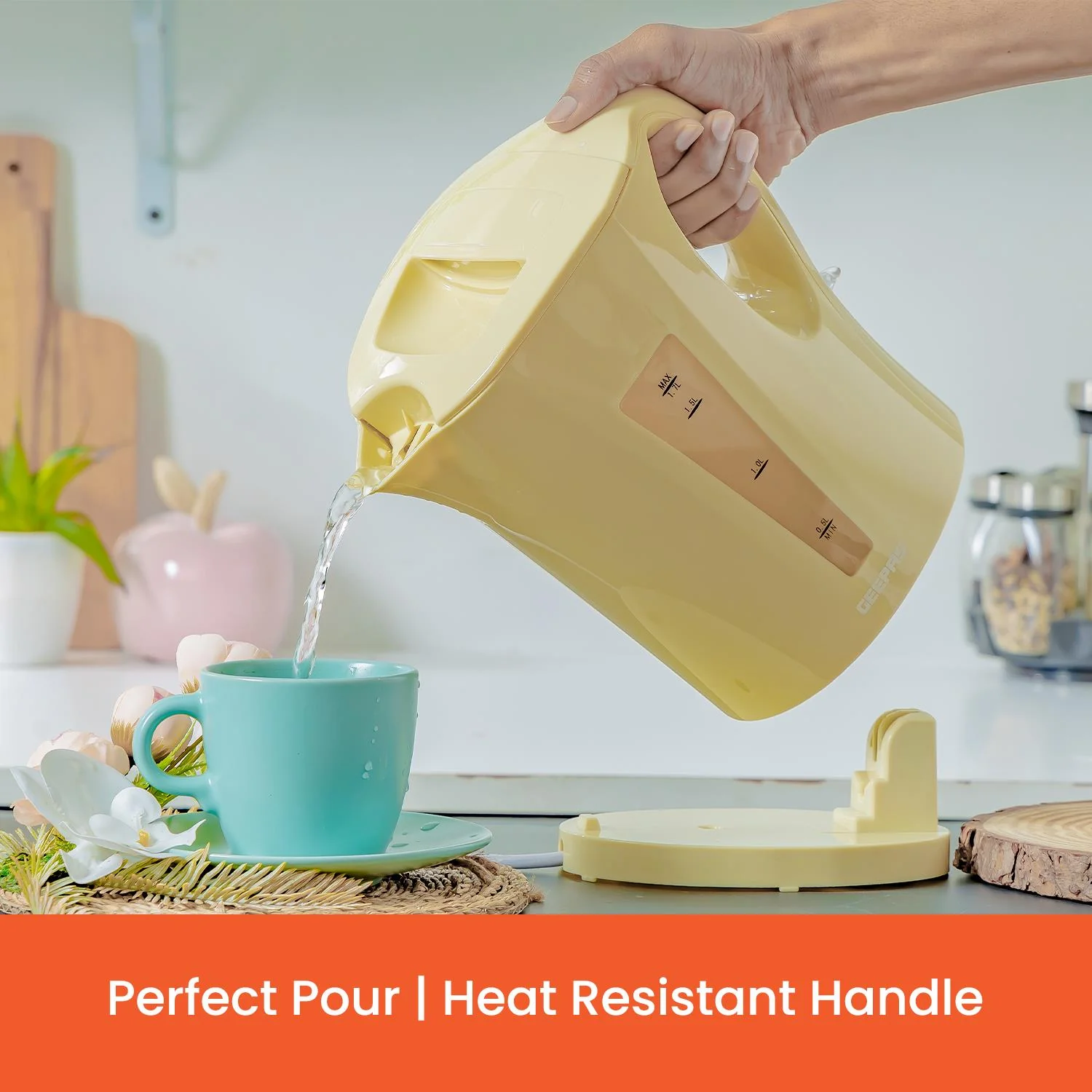 1.7L Electric Kettle & 2 Slice Bread Toaster Beige Matching Set - Image 7