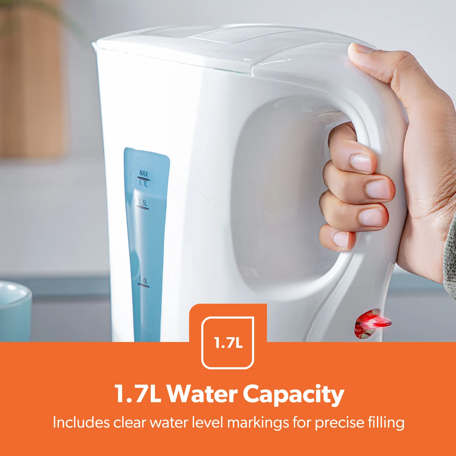 1.7L Rapid-Boil Cordless White Electric Kettle - Image 3