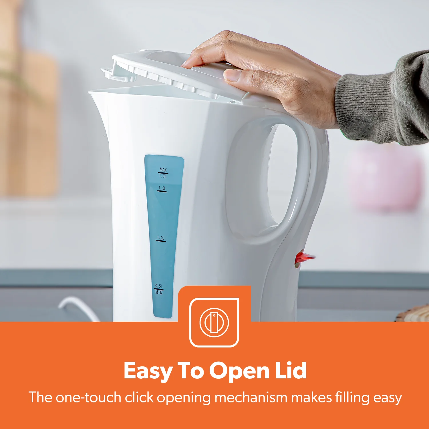 1.7L Rapid-Boil Cordless White Electric Kettle - Image 7