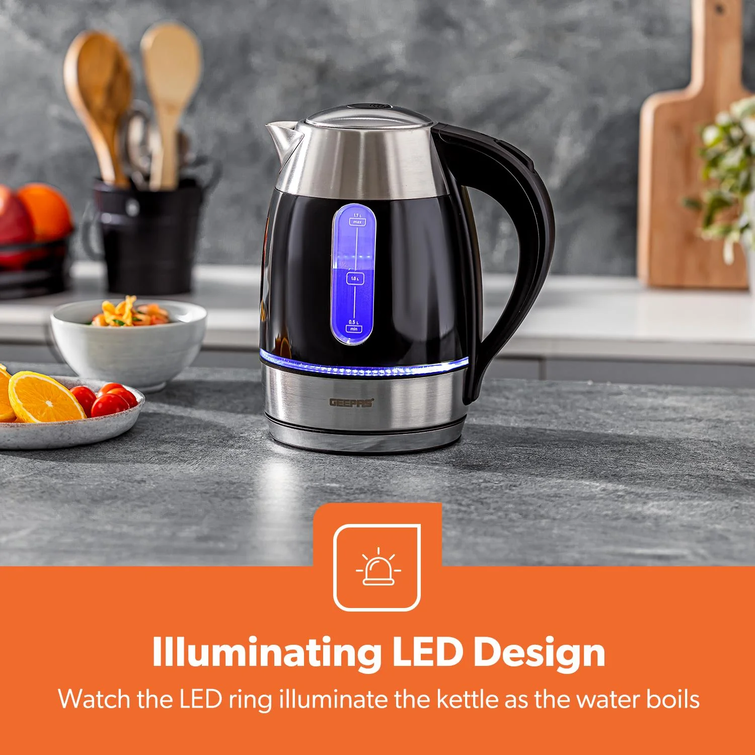 1.7L Illuminating Electric Kettle, 2 Slice Toaster & Microwave Set - Image 5