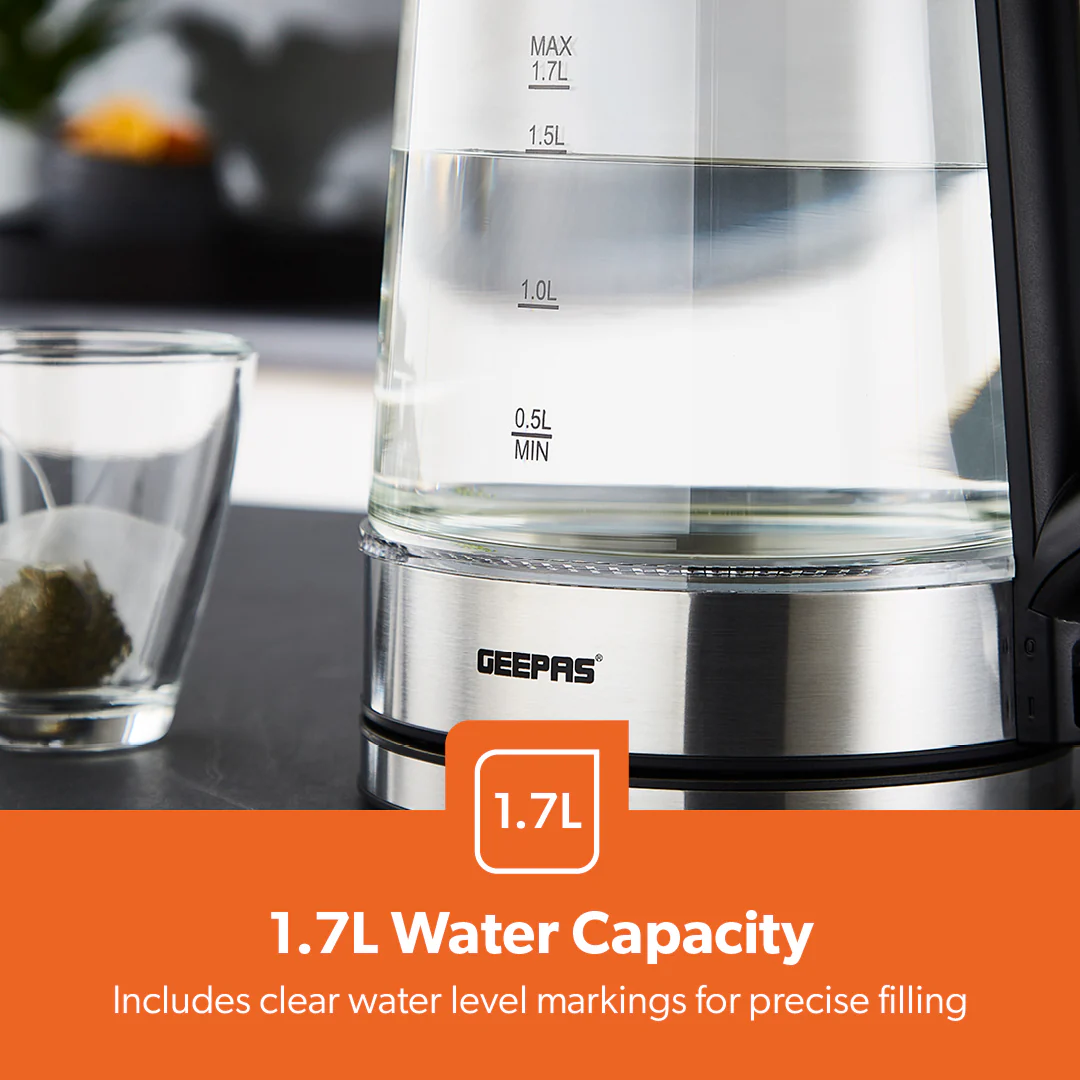 1.7L Illuminated LED Fast-Boil Clear Glass Kettle 3000W - Image 4