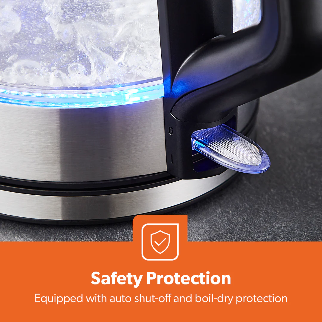 1.7L Illuminated LED Fast-Boil Clear Glass Kettle 3000W - Image 6