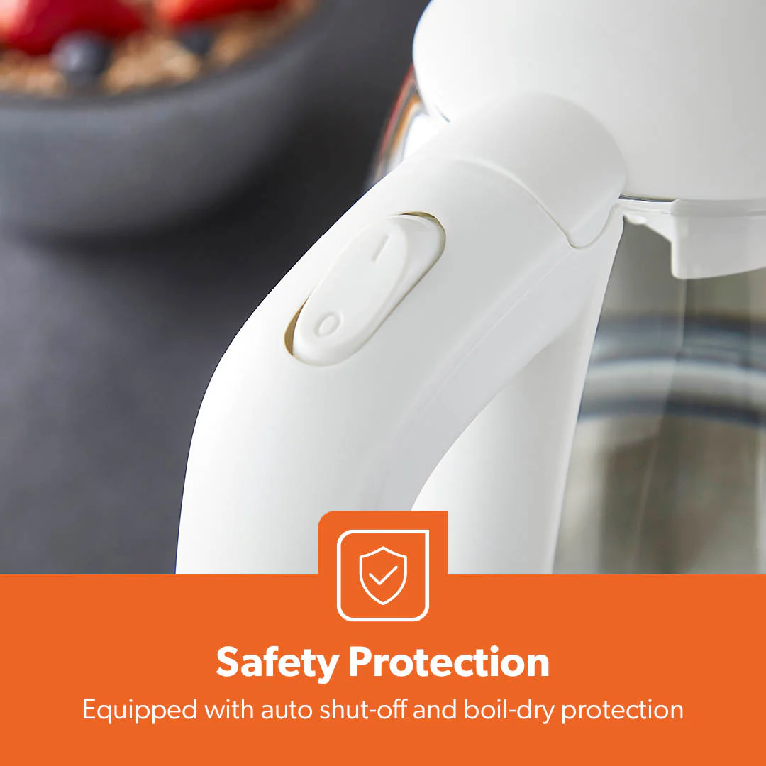 1.7L LED Rapid Boil White Glass Electric Kettle - Image 7