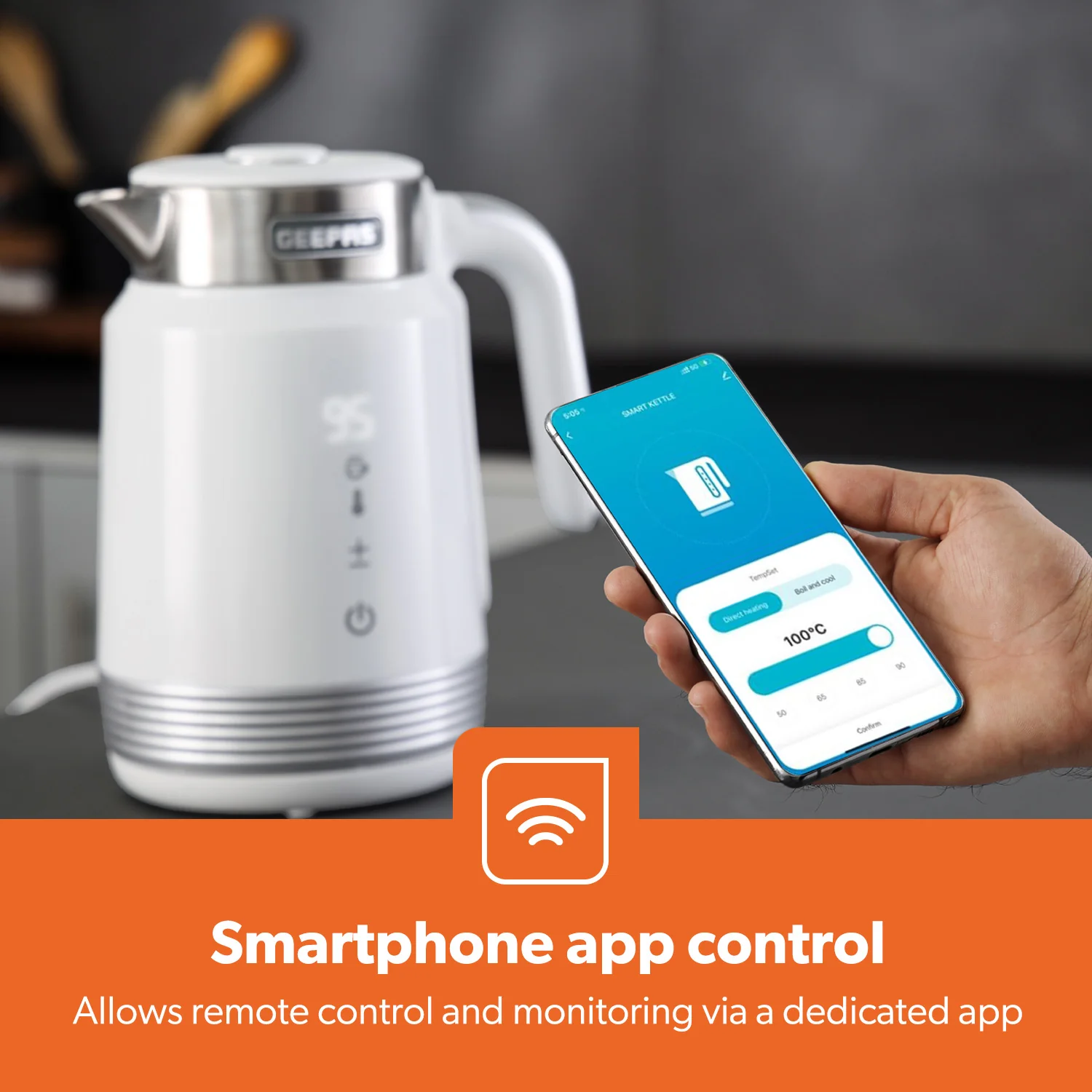 1.7L Stainless Steel Smart Kettle With Alexa Voice Control, White - Image 3
