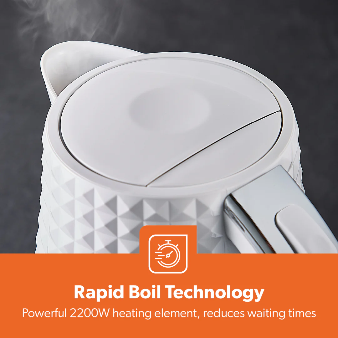 1.7L White Honeycomb Rapid Boil Electric Kettle - Image 5