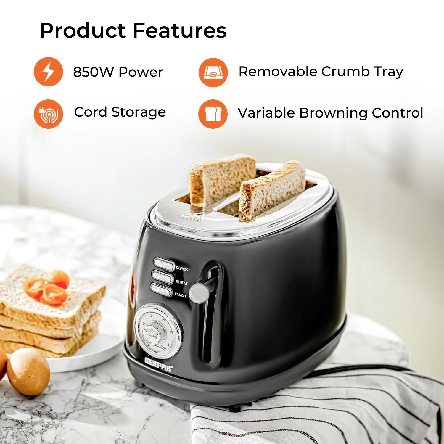 1.8L Kettle, 2 Slice Toaster & 20L Microwave Appliance Bundle - Image 4