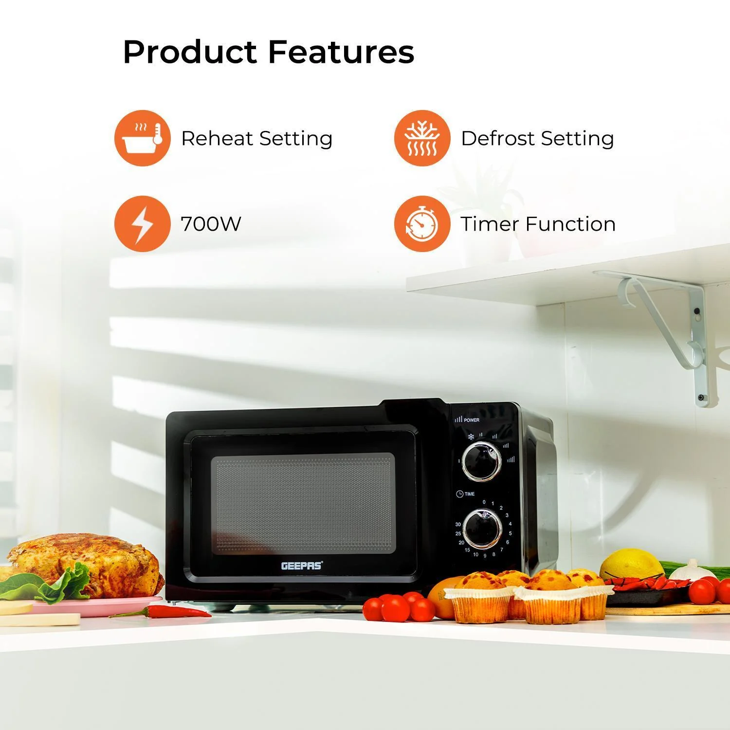 1.8L Electric Kettle 4 Slice Bread Toaster & 20L Microwave Kitchen Set - Image 4