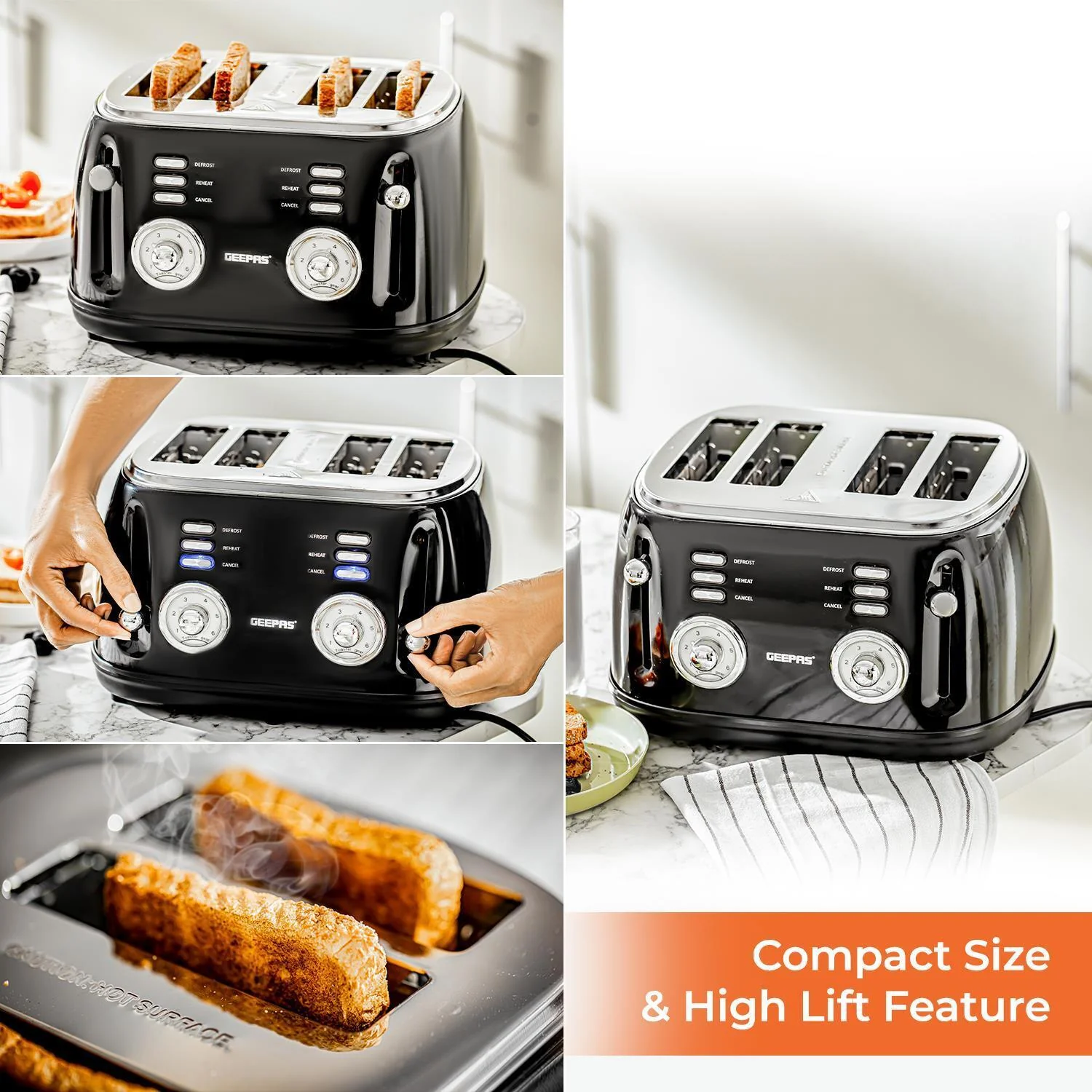 1.8L Electric Kettle 4 Slice Bread Toaster & 20L Microwave Kitchen Set - Image 6