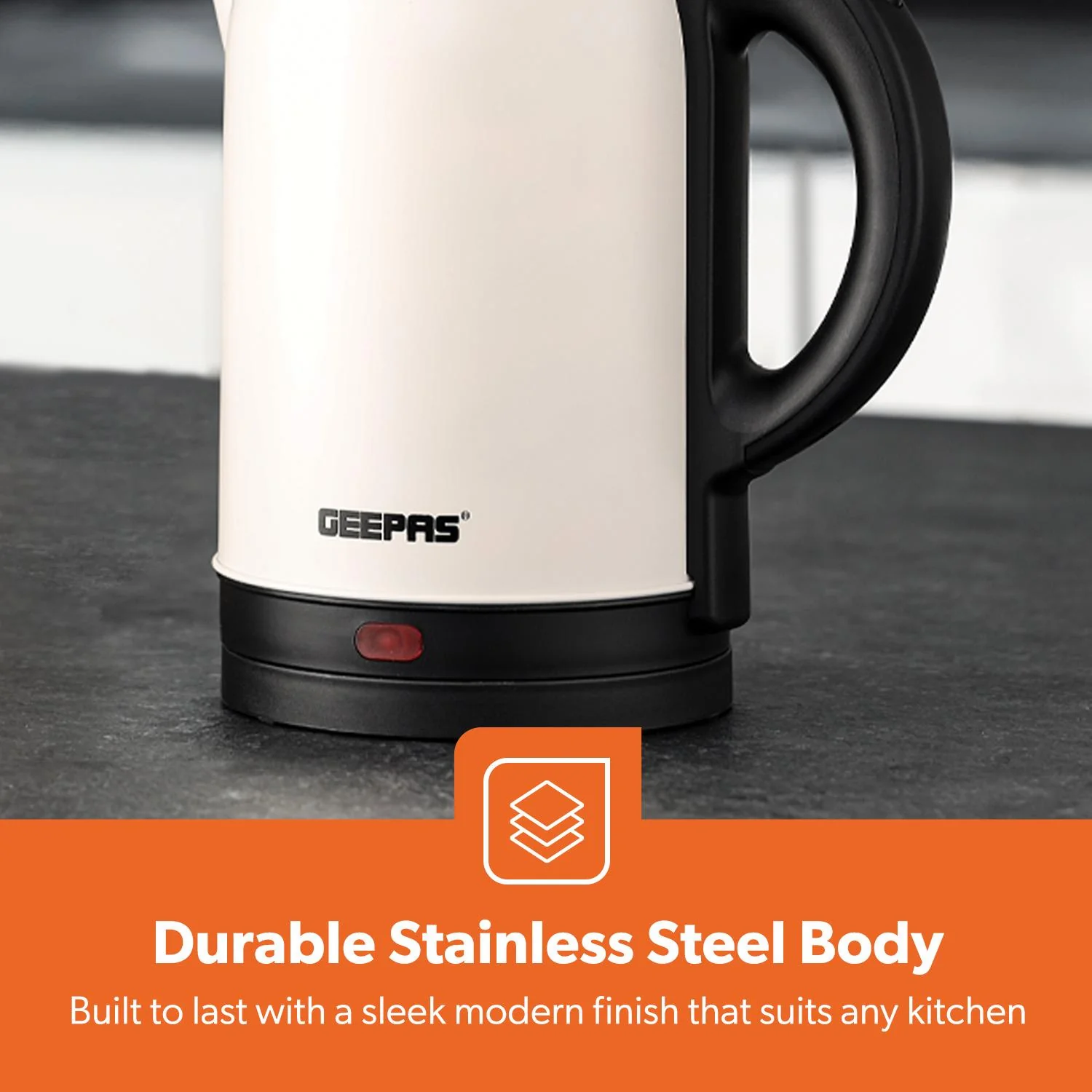 1.8L Matte Cream Electric Stainless Steel Kettle 1800W - Image 4