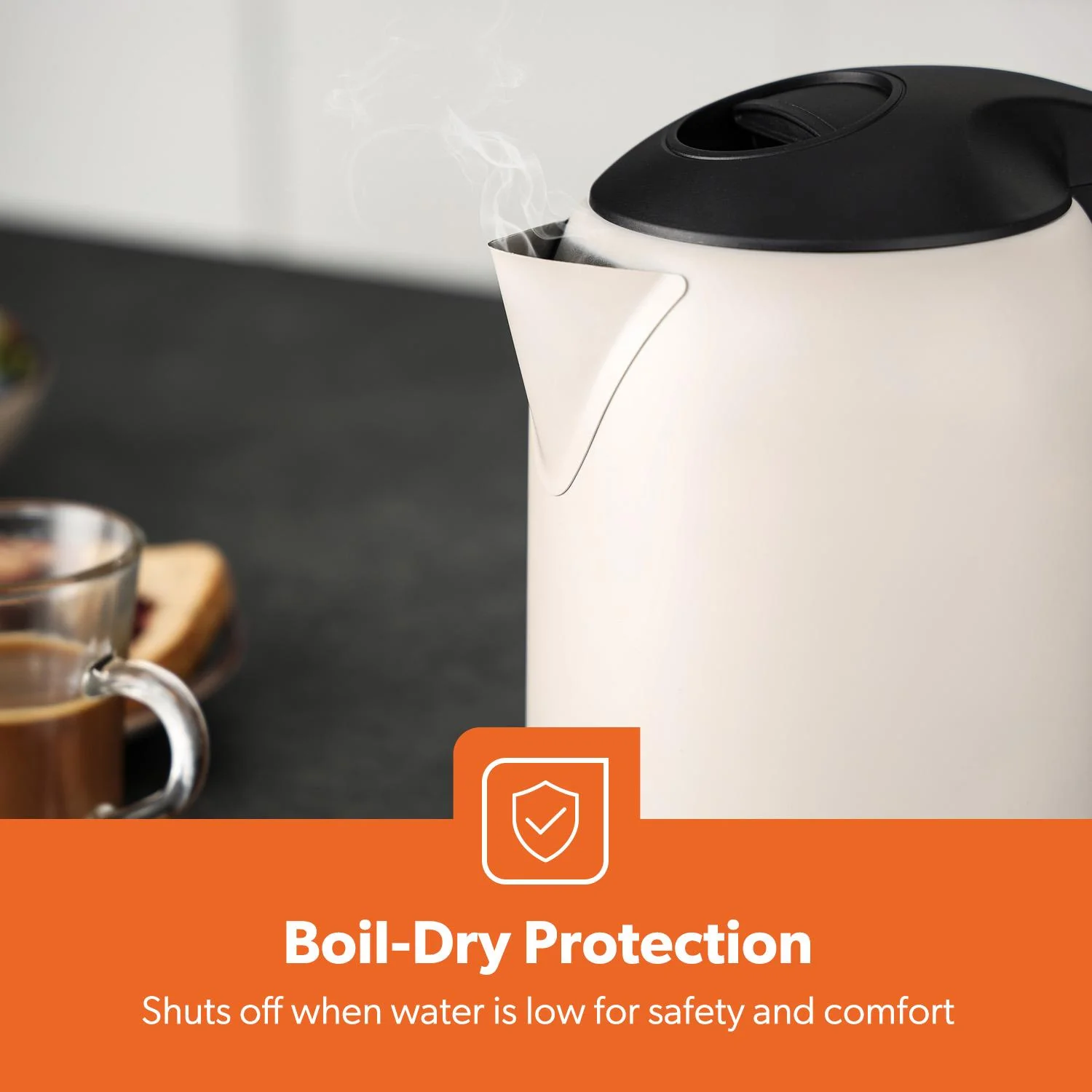 1.8L Matte Cream Electric Stainless Steel Kettle 1800W - Image 8