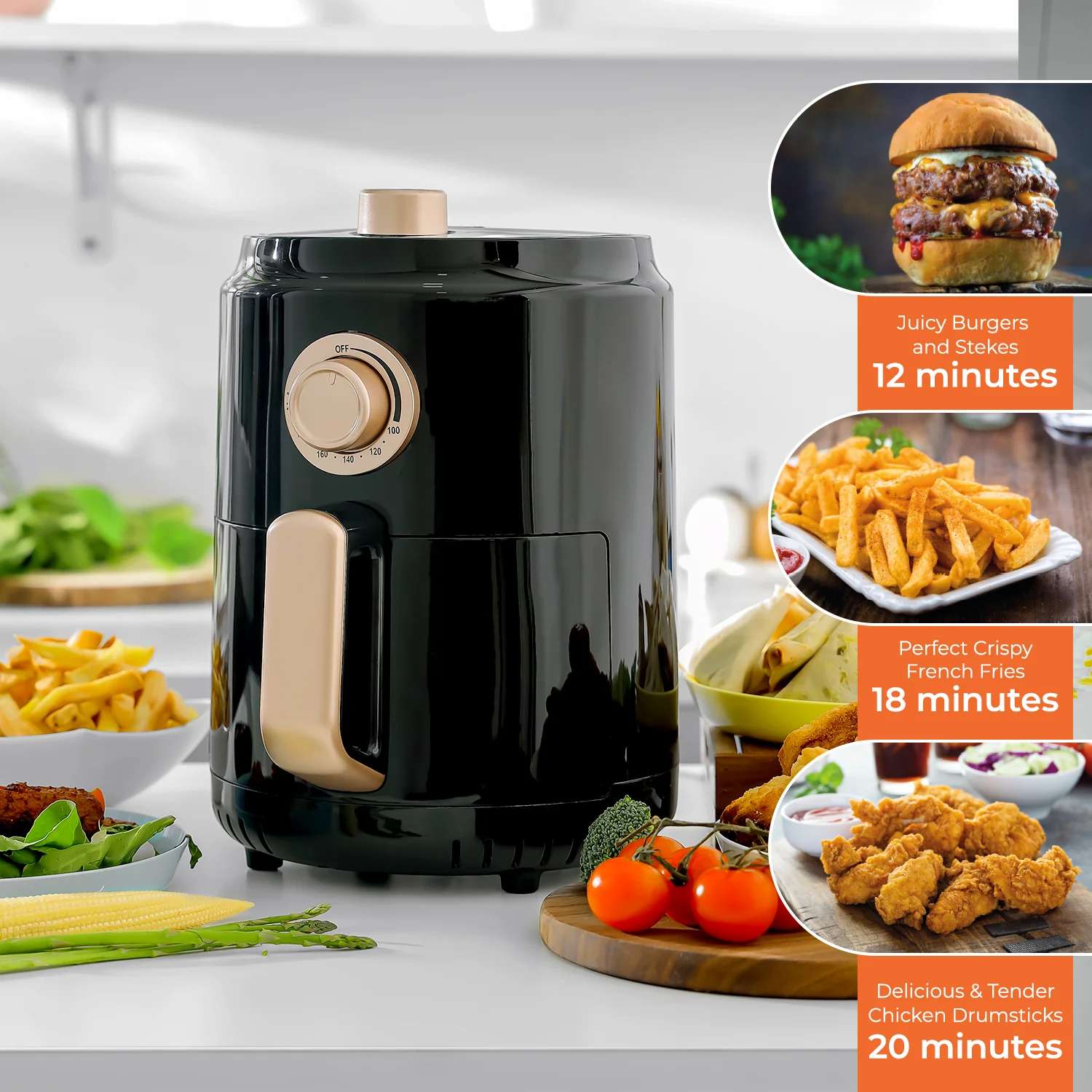 1.8L Rose Gold Vortex Manual Air Fryer + Recipe E-Book - Image 4