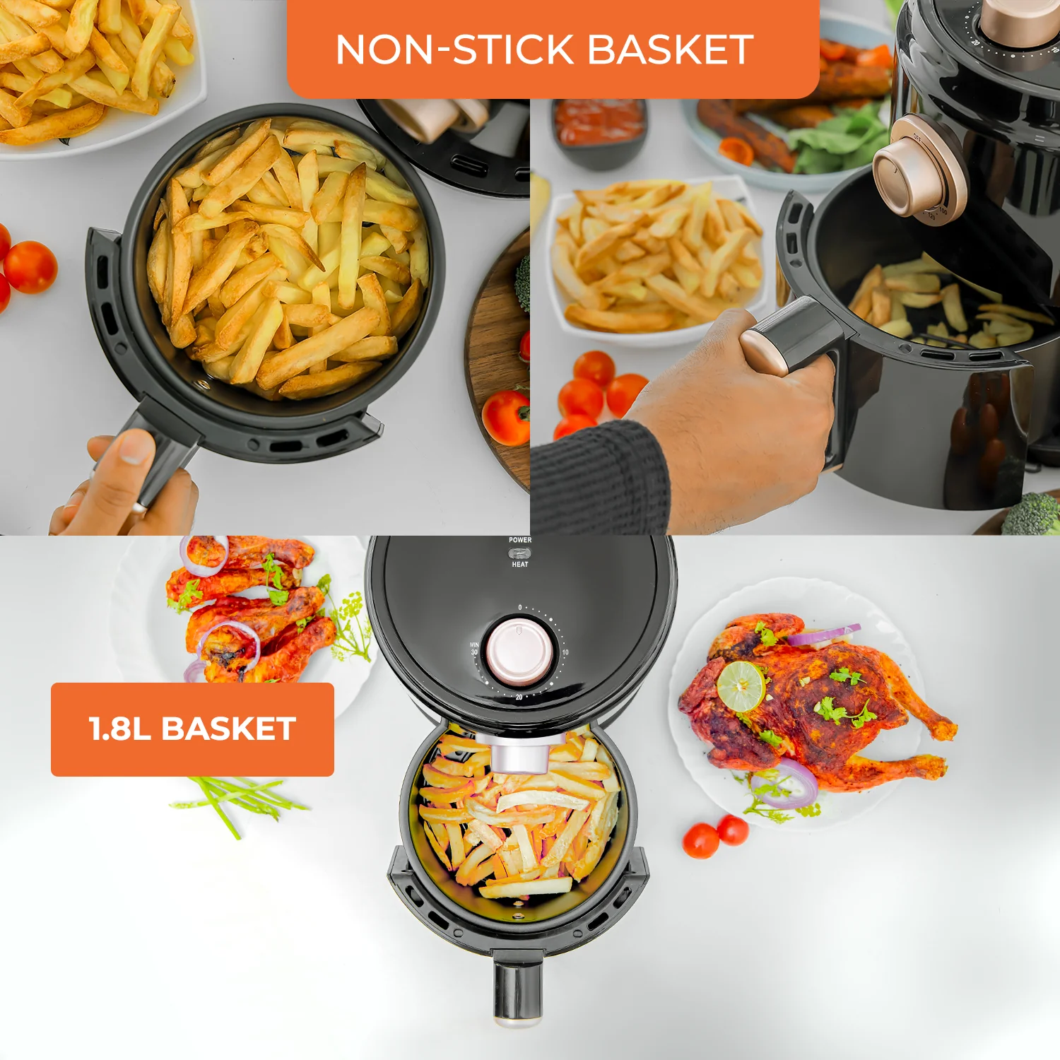 1.8L Rose Gold Vortex Manual Air Fryer + Recipe E-Book - Image 5