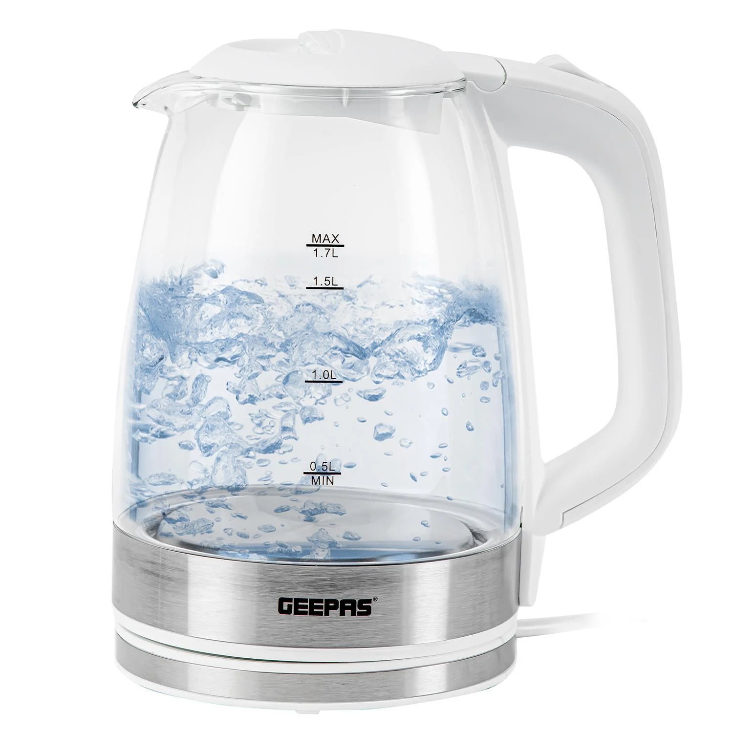 1.8L White Glass Kettle and White Two-Slice Toaster Set - Image 2