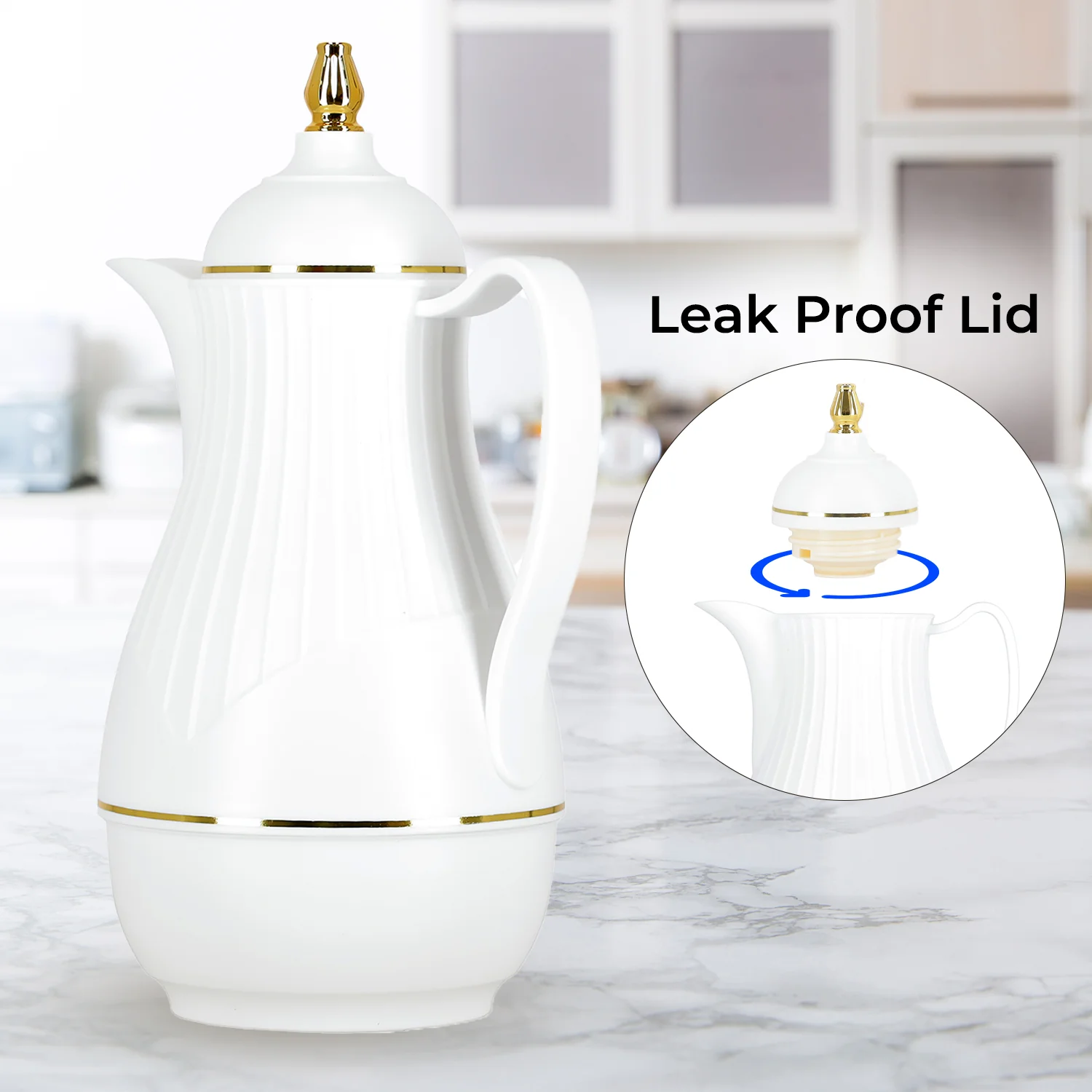 1L White Glass Vacuum Insulated Flask Jug - Image 3
