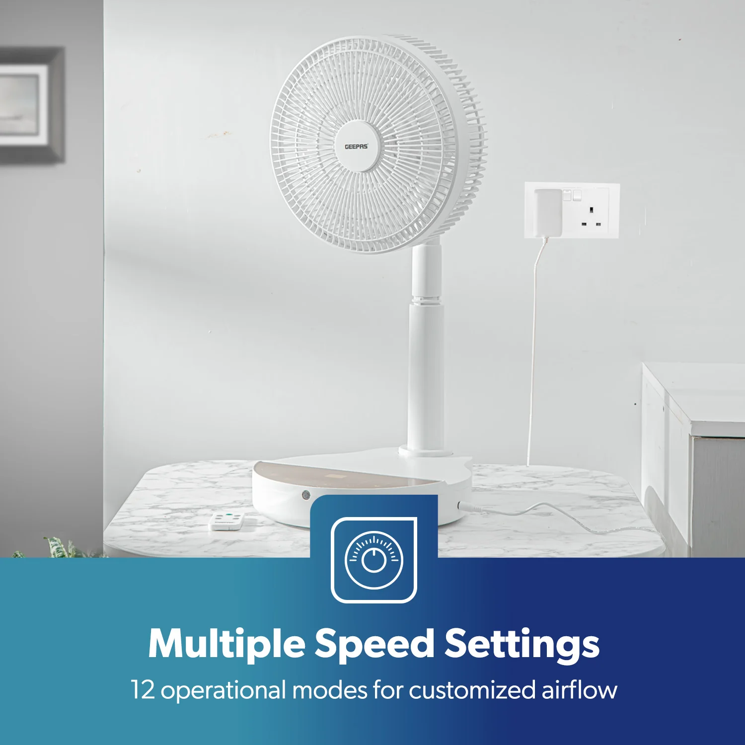 10" Portable DC Remote Controlled Desk Fan - Image 3