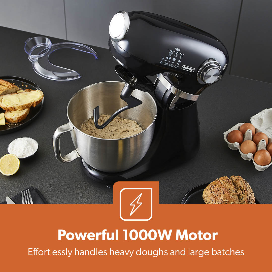 1000W Black Stand Mixer With 5L Bowl - 12-Speed With Beater & Dough Hook - Image 3