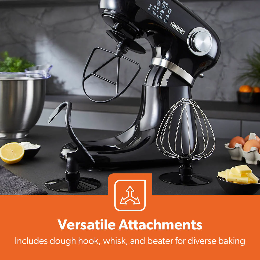 1000W Black Stand Mixer With 5L Bowl - 12-Speed With Beater & Dough Hook - Image 5
