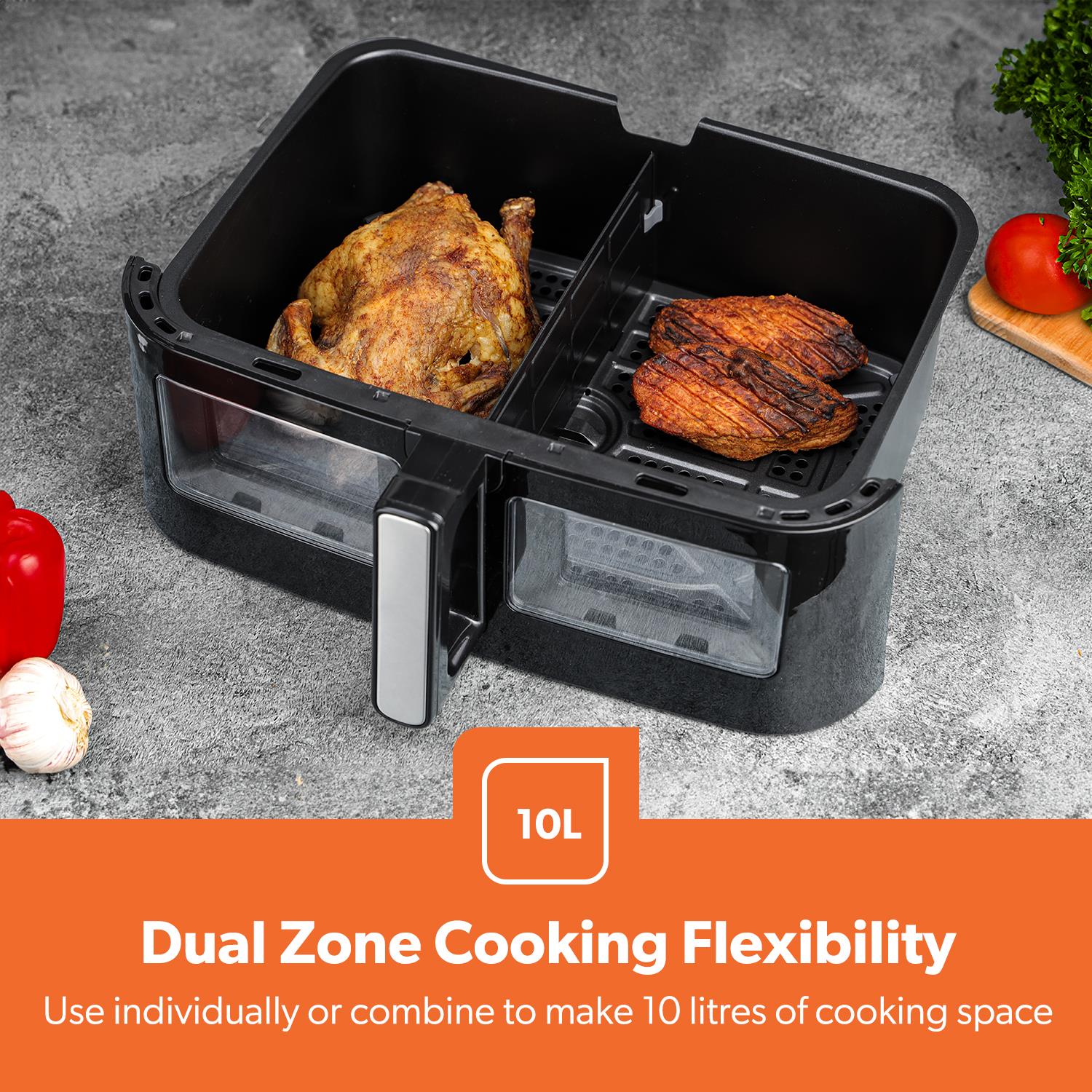 10L Air Fryer Drawer With Removable Divider With Viewing Window - Image 4