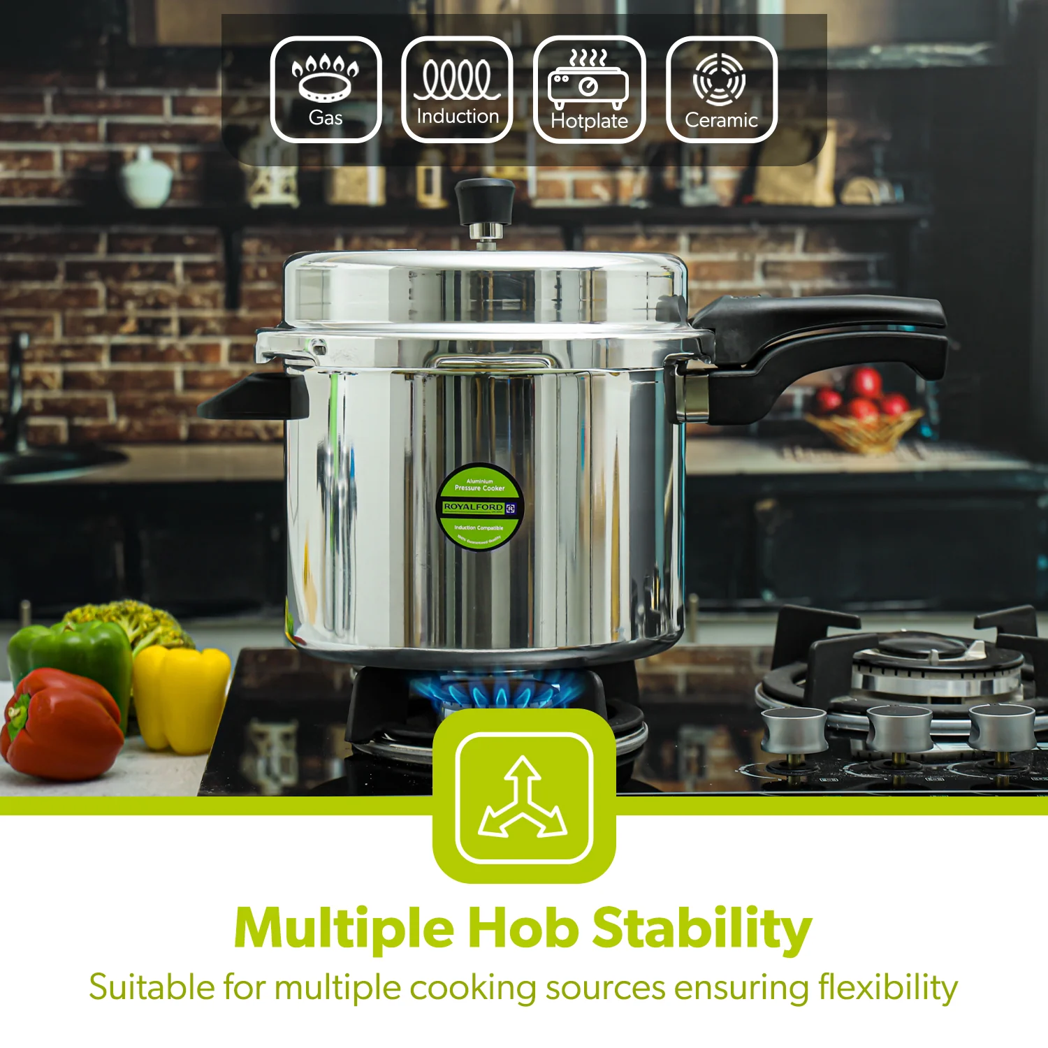 10L Lightweight Aluminium Stovetop Pressure Cooker - Image 3