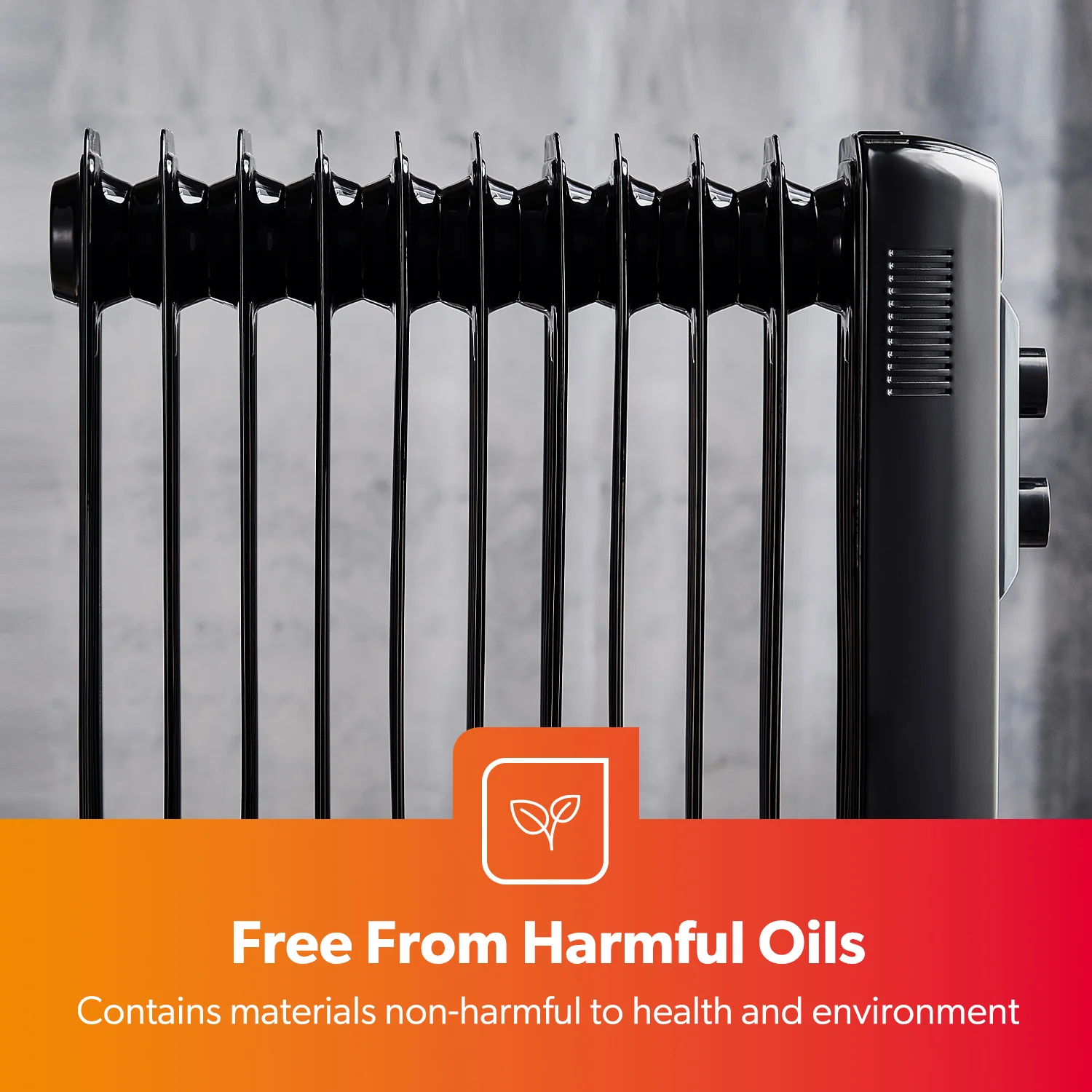 11 Fin Black Oil Filled Radiator Heater 2500W With Thermostat - Image 7