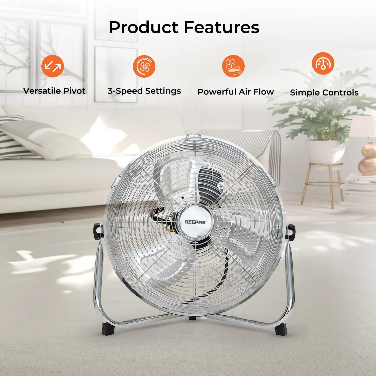 12" and 16" Three-Speed Electric Metal Floor Fan - Image 5