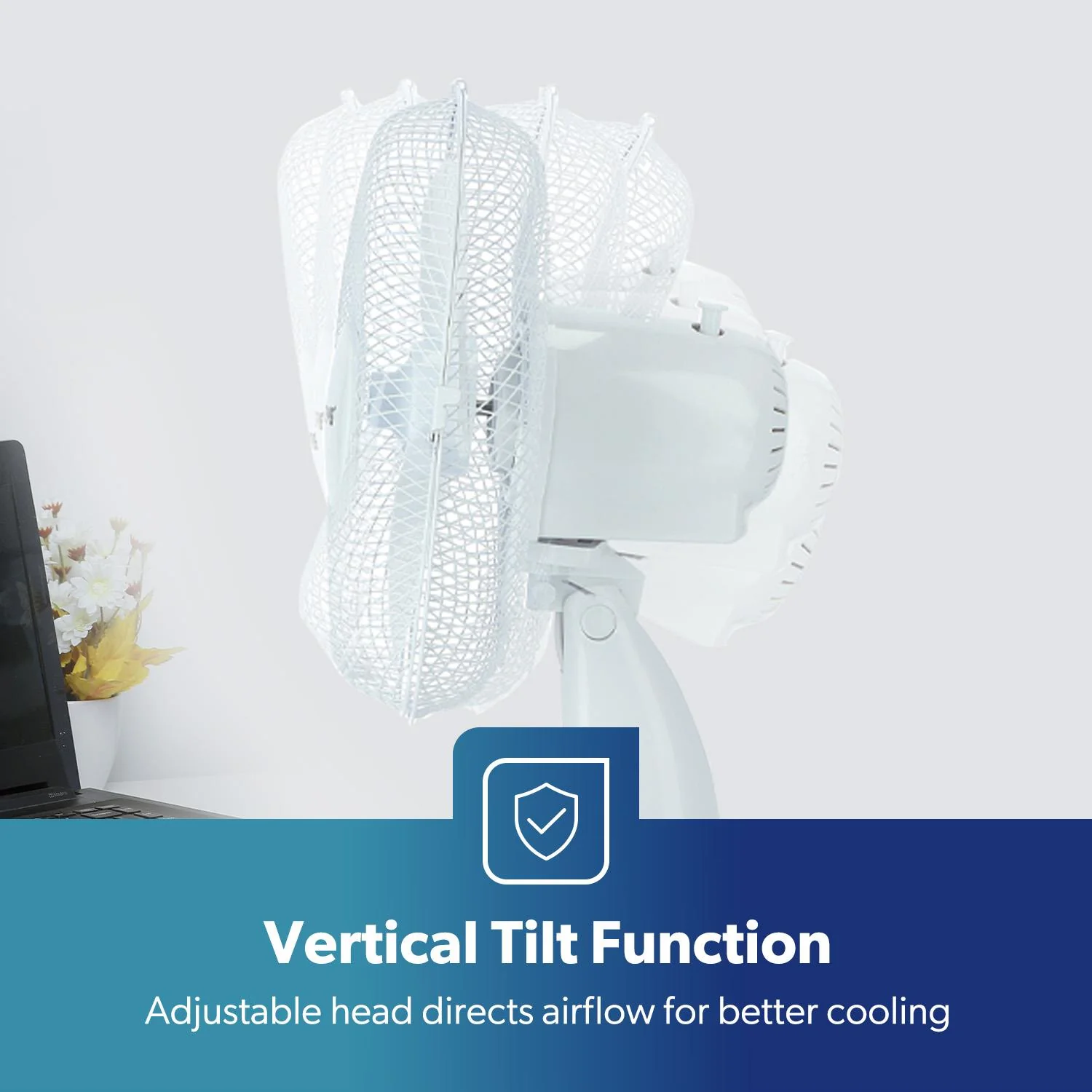 12" White Electric Table Fan With 3-Speed and Oscillation - Image 4