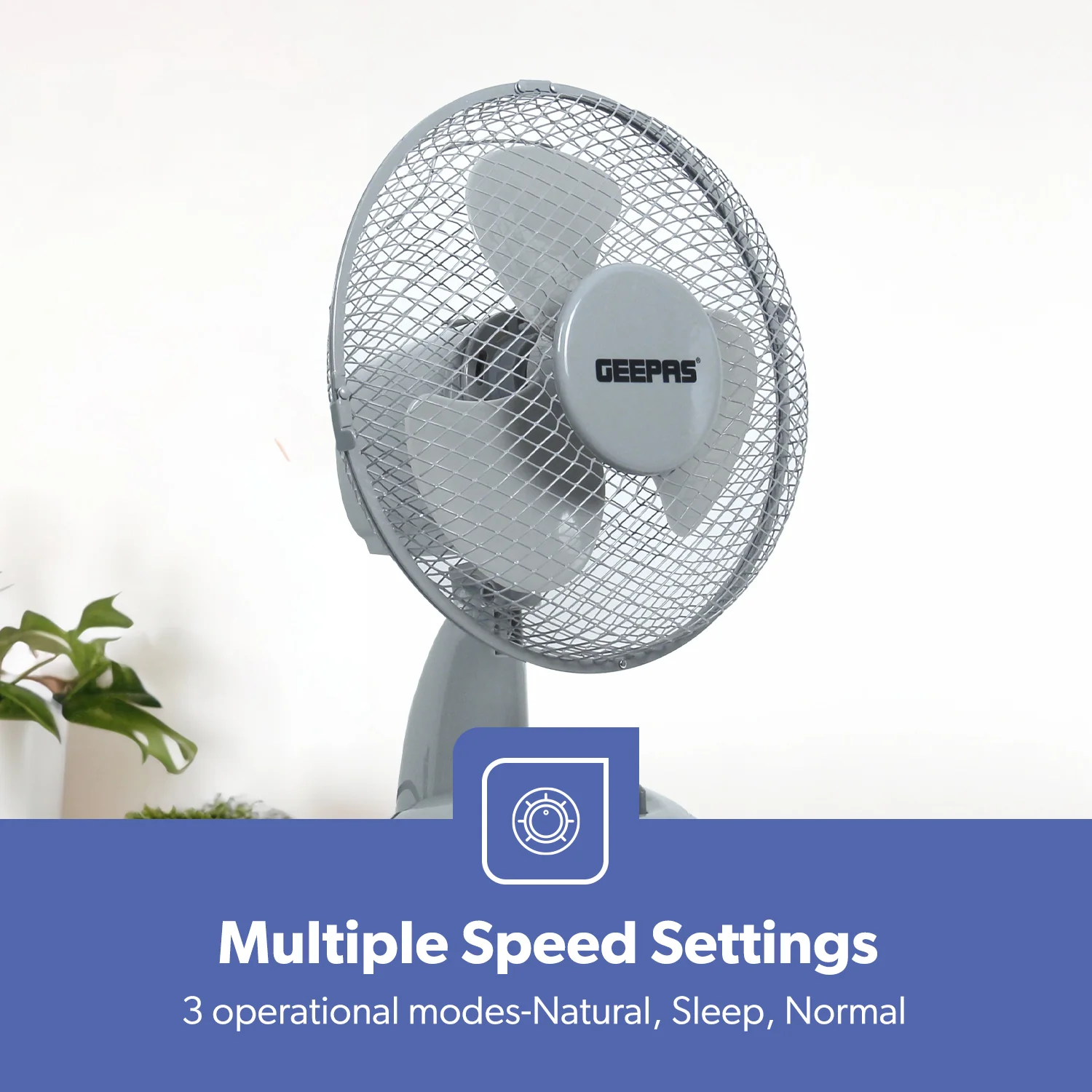 12-Inch Grey Portable Oscillating Desk Fan - Image 5